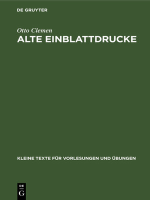 cover image of Alte Einblattdrucke